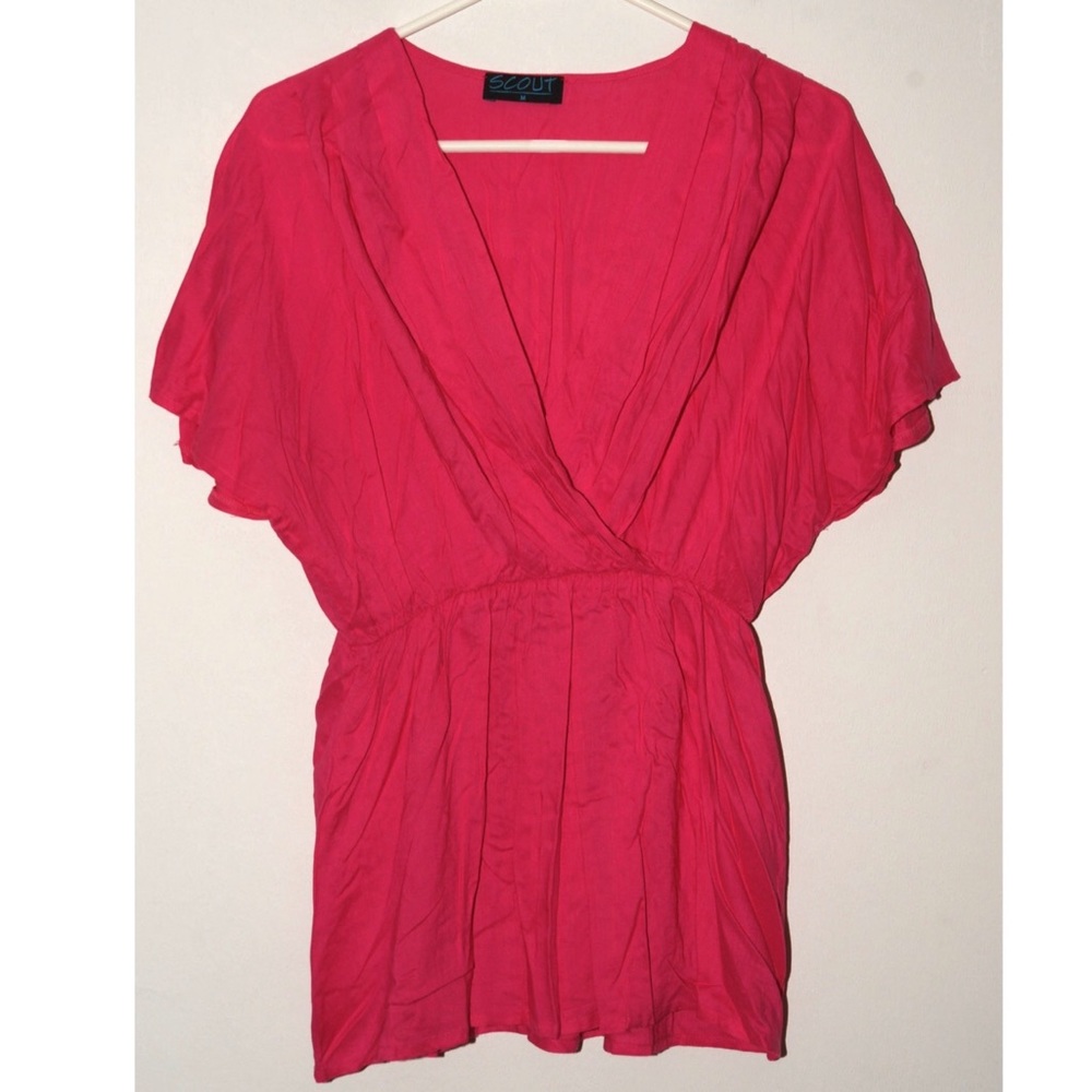 Hot pink crossover short sleeved top